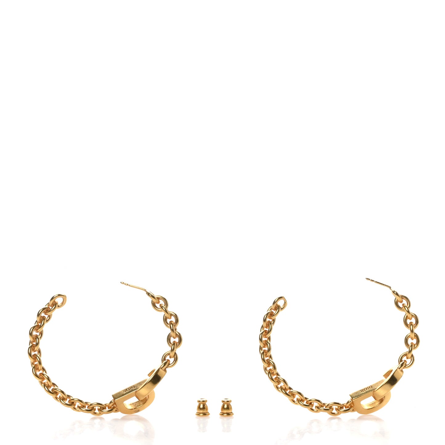 Metal CD Lock Hoop Earrings Gold