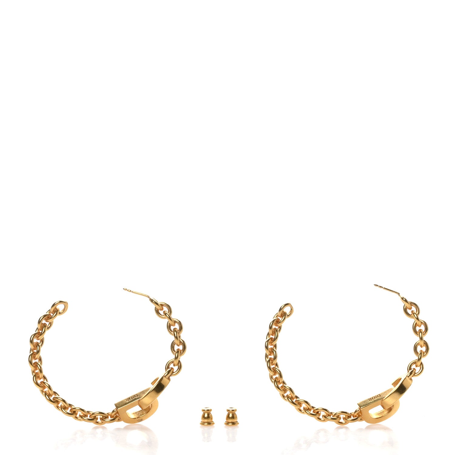 Christian Dior Metal CD Lock Hoop Earrings Gold 3 of 5