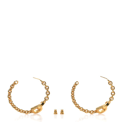 Christian Dior Metal CD Lock Hoop Earrings Gold 3 of 5