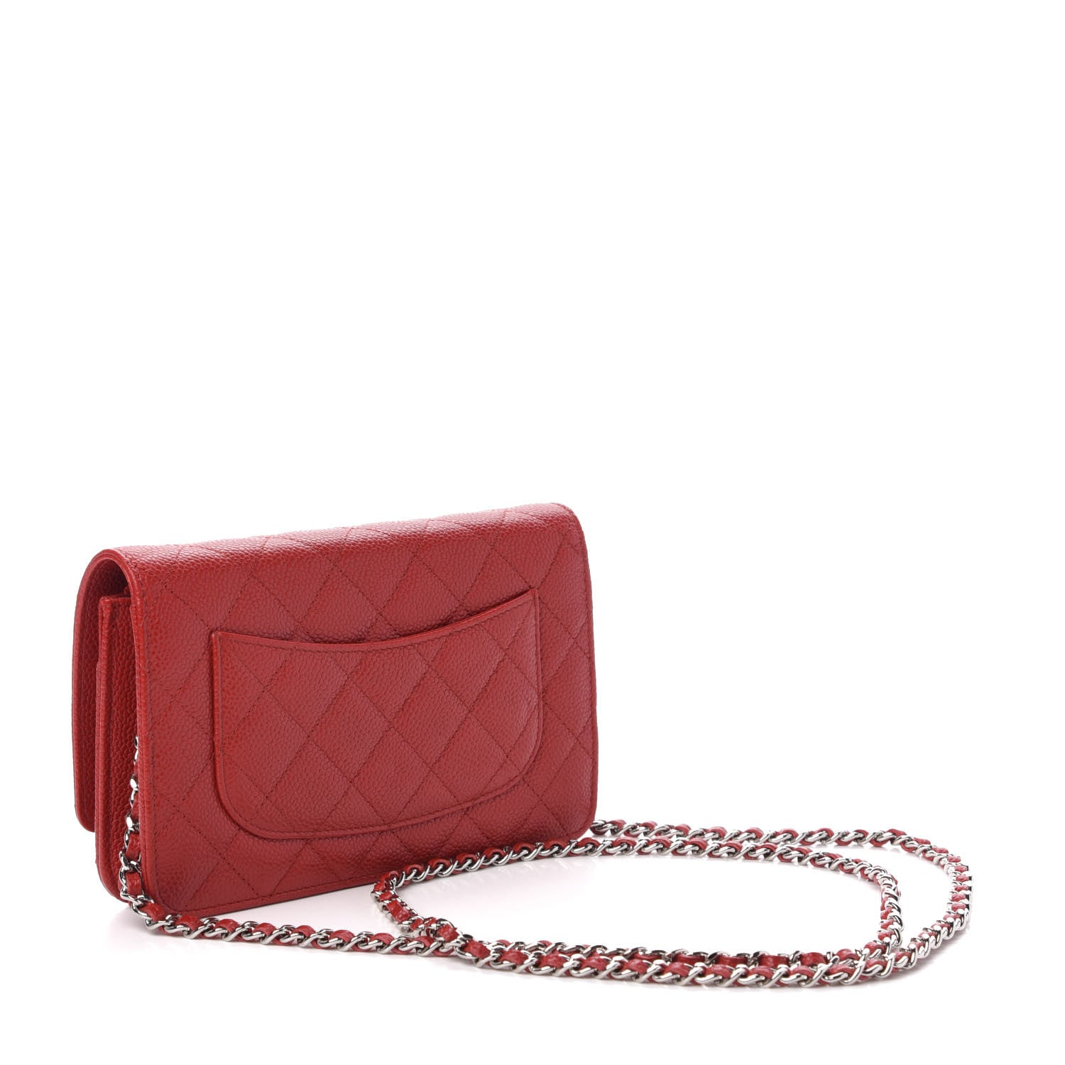 Chanel Caviar Quilted Wallet on Chain WOC Red 3 of 12