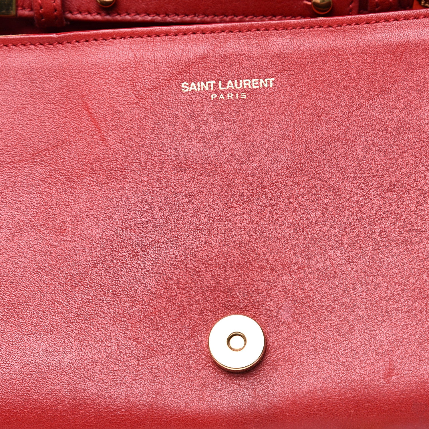 Saint Laurent Calfskin Classic Y Ligne Chain Wallet Red 14 of 16