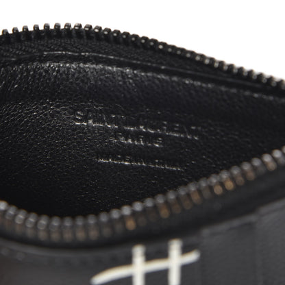 Saint Laurent Grain de Poudre Dollar Print 5 Fragments Zip Pouch Card Holder Black 6 of 8
