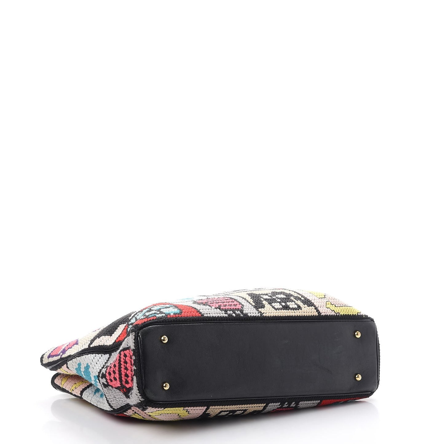 Needlepoint Precious Symbols Shoulder Bag Black