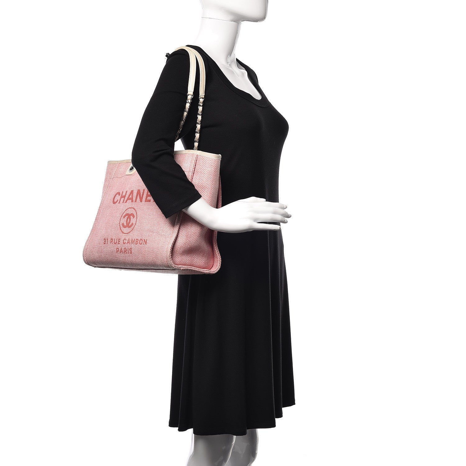 Chanel Woven Straw Raffia Small Deauville Tote Pink 2 of 17