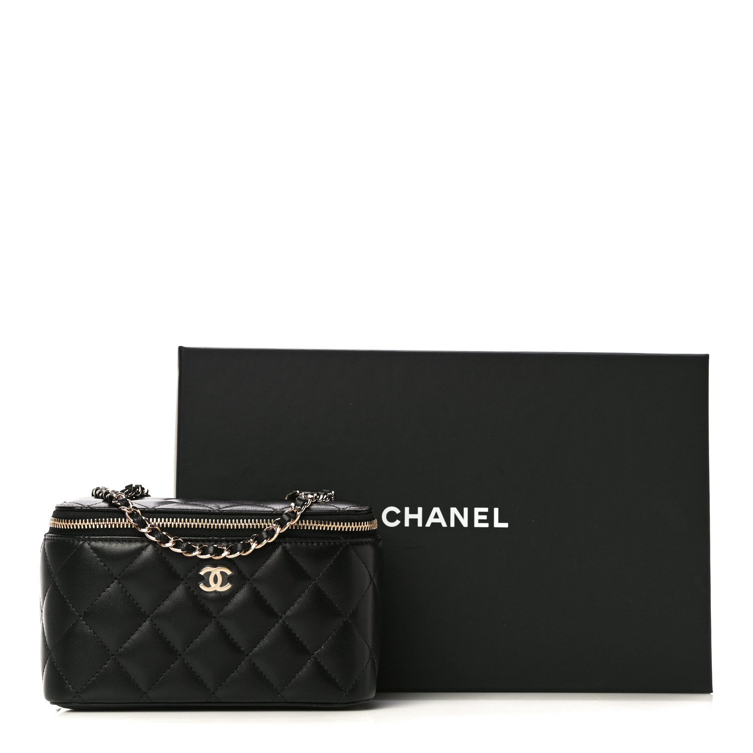 Chanel Lambskin Quilted Small Vanity Case With Chain Black 11 of 11