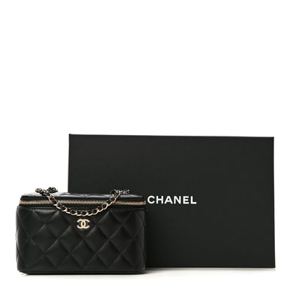 Chanel Lambskin Quilted Small Vanity Case With Chain Black 11 of 11