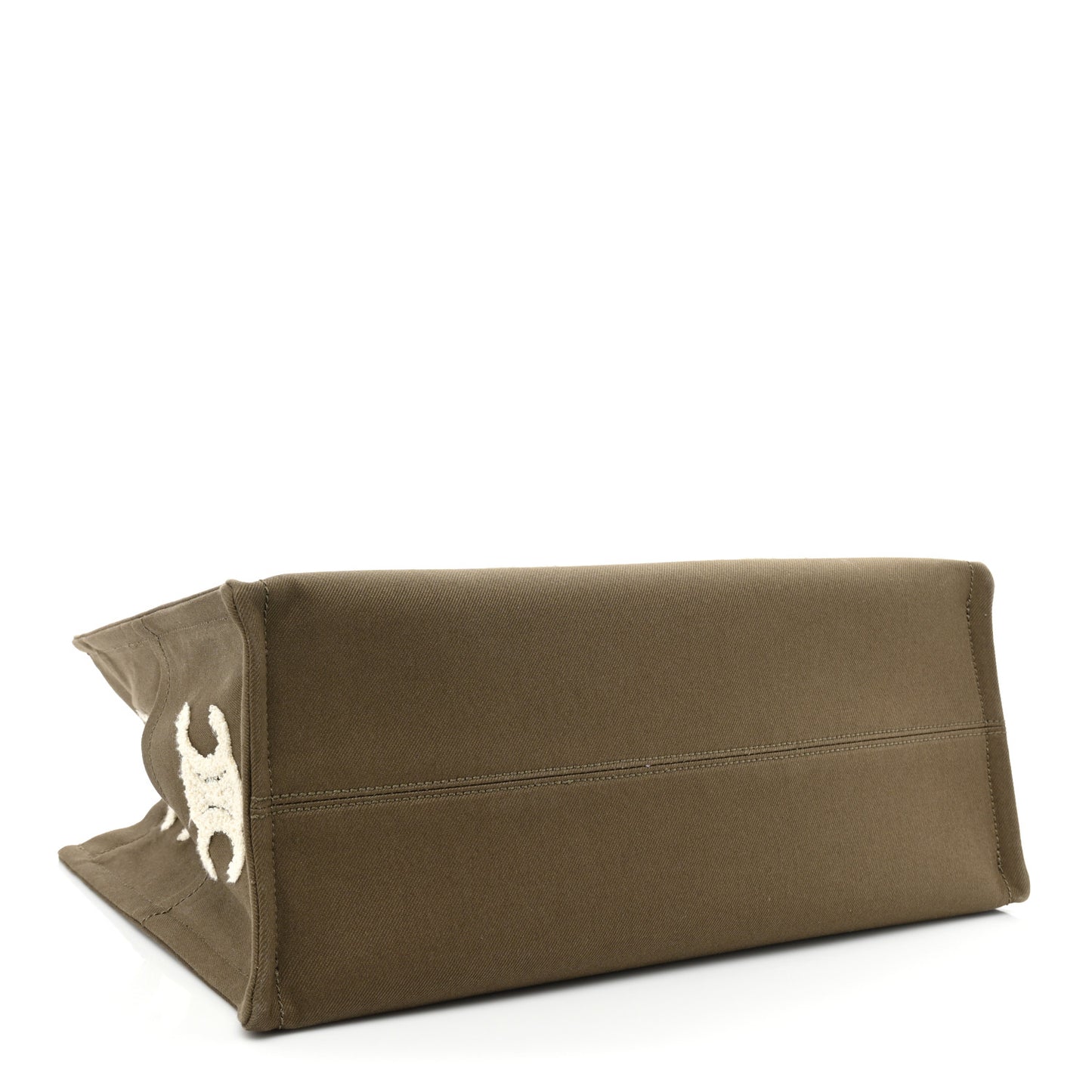 Canvas Calfskin Embroidered Triomphe Large Cabas Thais Khaki Tan