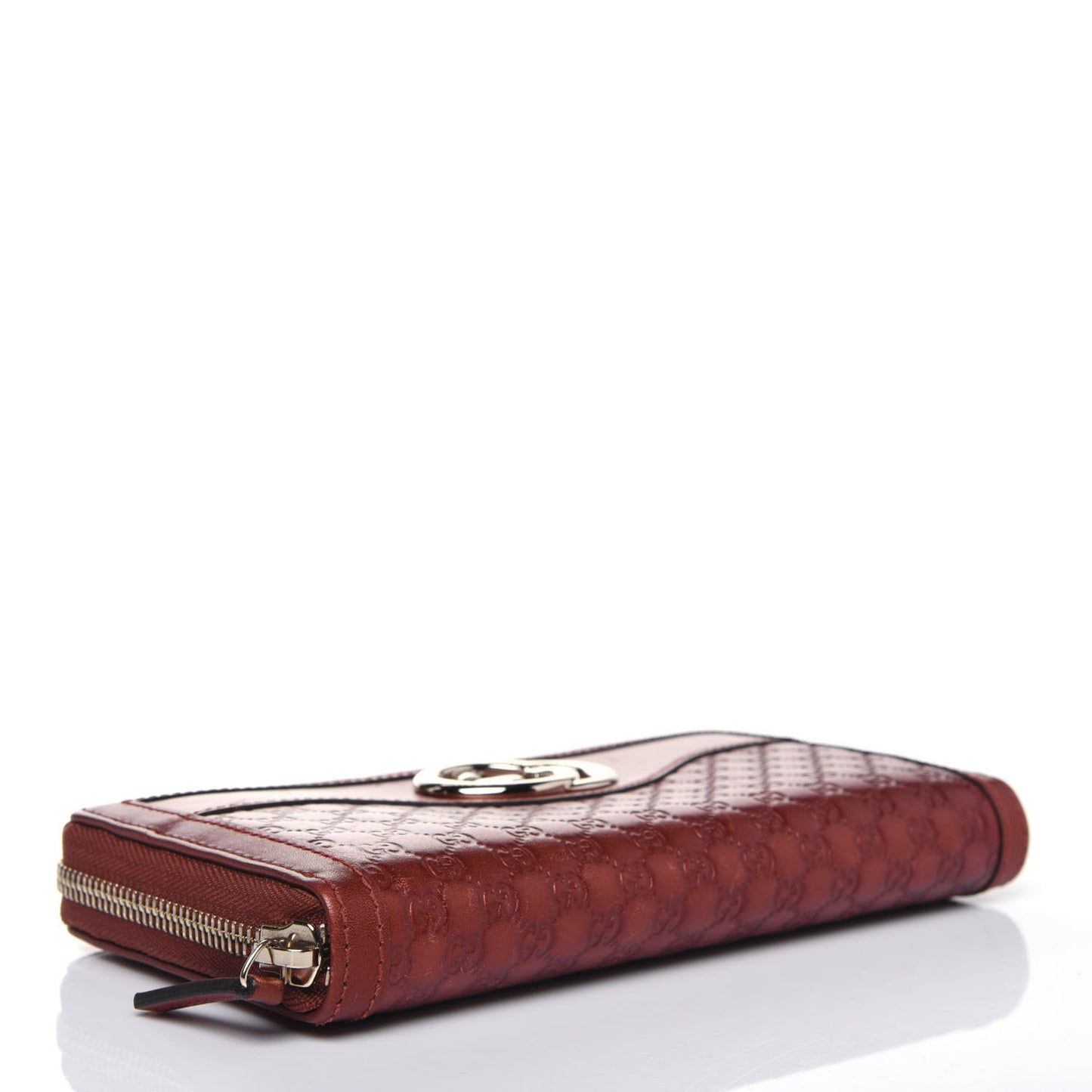 Metallic Microguccissima Sukey Zip Around Wallet Burnt Orange