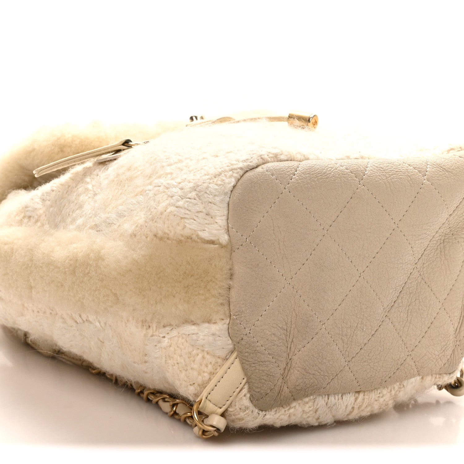 Chanel Tweed Shearling Quilted CC Backpack White 8 of 9