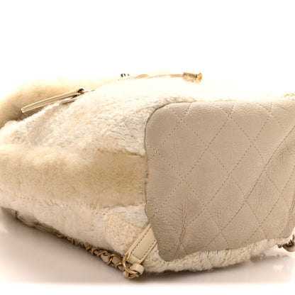 Chanel Tweed Shearling Quilted CC Backpack White 8 of 9