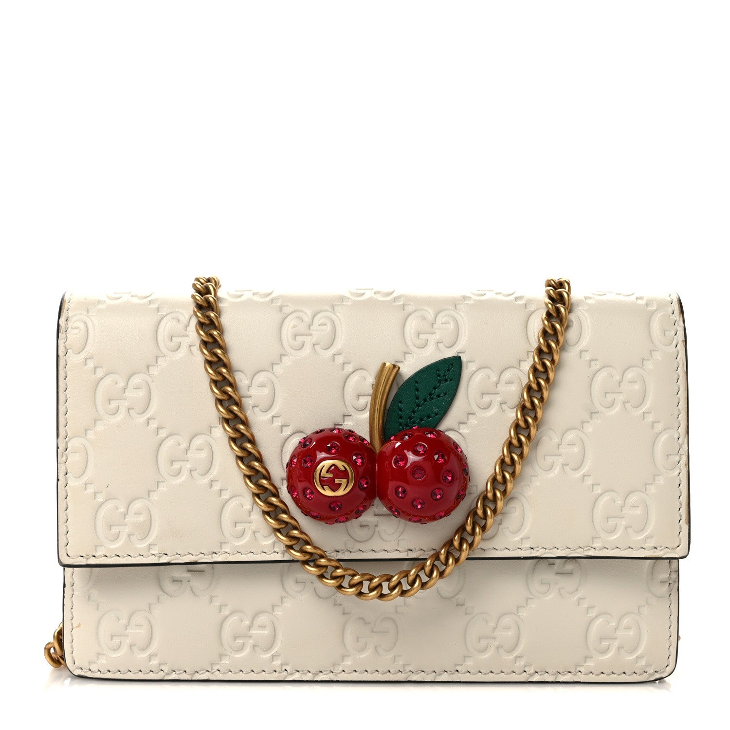 Gucci Guccissima Mini Cherry Chain Bag White 1 of 12