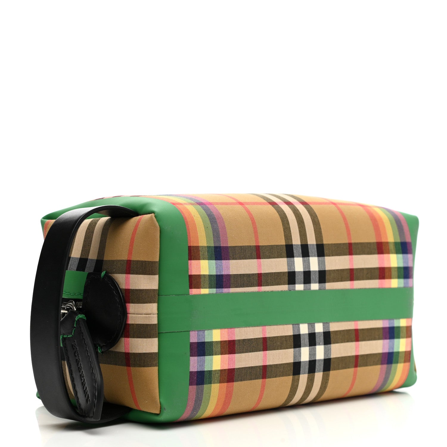 Burberry Vintage Rainbow Check Travel Pouch Antique Yellow Green 4 of 10