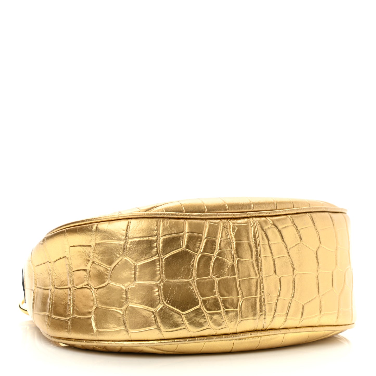 Metallic Calfskin Crocodile Embossed Mini Bianca Hobo Gold
