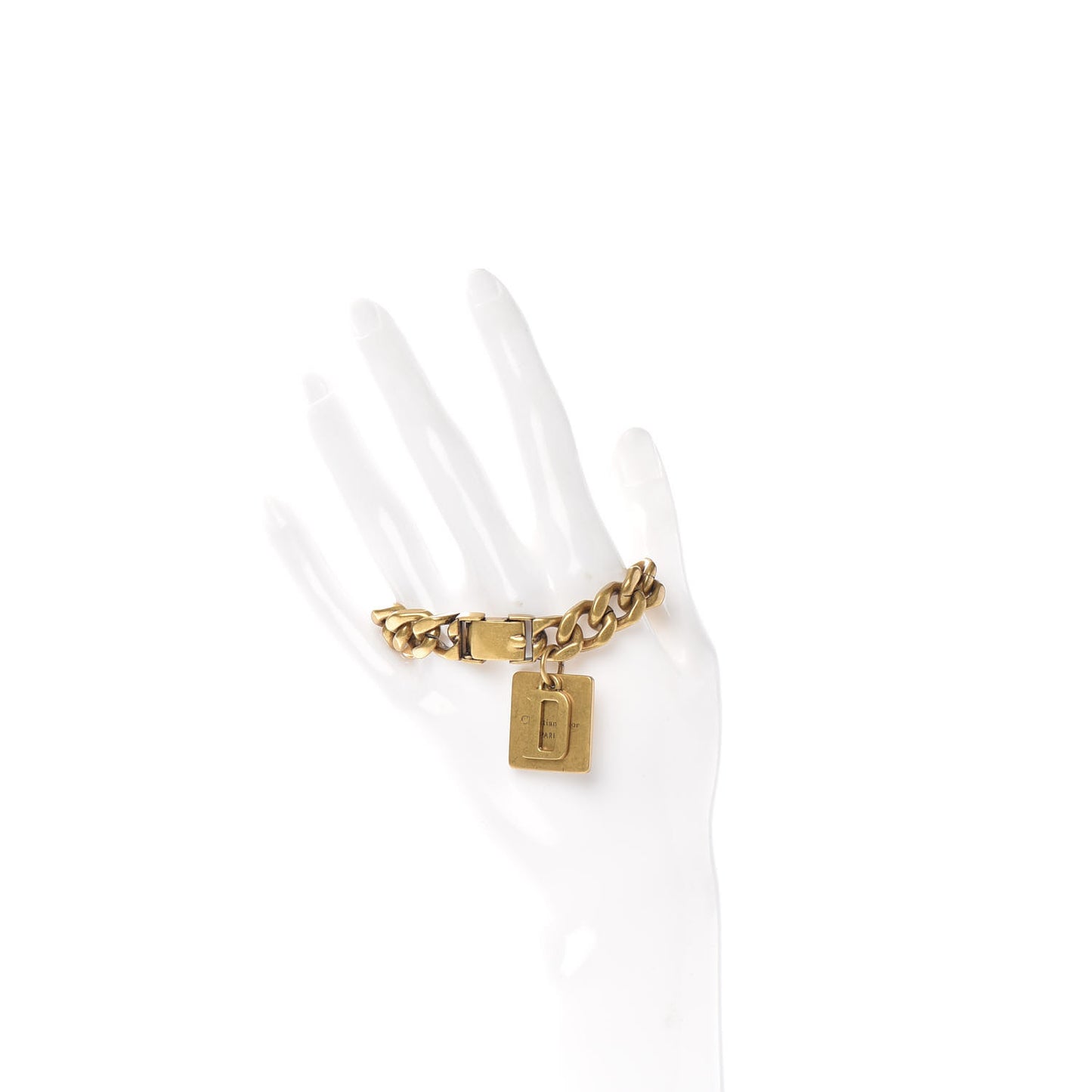 Metal D Charm Chain Bracelet Gold