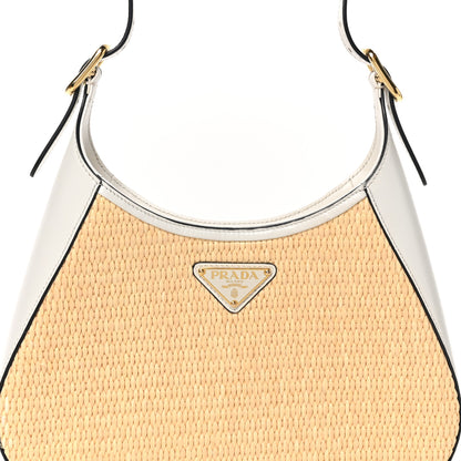 Prada Paglia Spazzolato Shoulder Bag Naturale White 7 of 9
