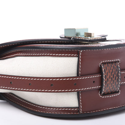 Proenza Schouler Canvas Snakeskin PS11 Small Saddle Bag Ecru Russet 7 of 9