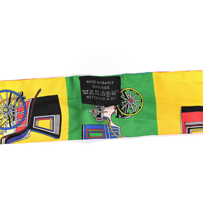 Hermes Silk Les Voitures Exquises Twilly Vert Rouge Jaune 3 of 4