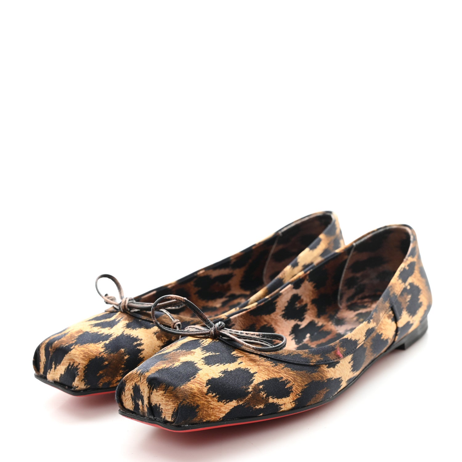 Christian Louboutin Crepe Satin Leopard Mamadrague Flats 37.5 Brown 4 of 8