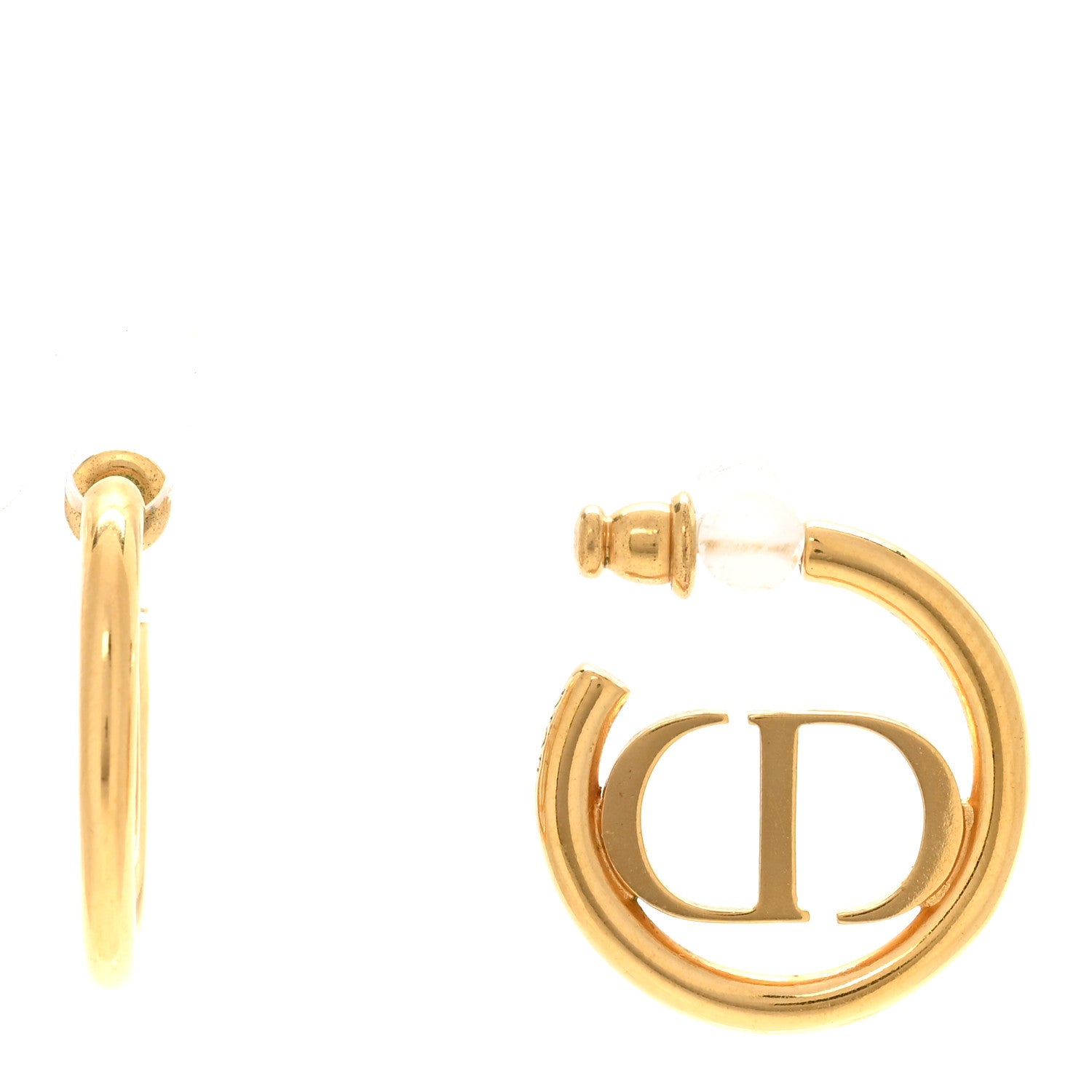 Christian Dior Metal 30 Montaigne Hoop Earrings Aged Gold 1 of 4