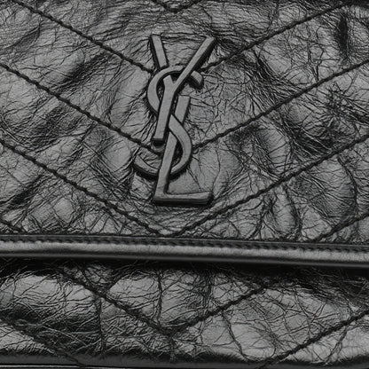 Saint Laurent Crinkled Lambskin Matelasse Monogram Baby Niki Chain Satchel Black 10 of 13