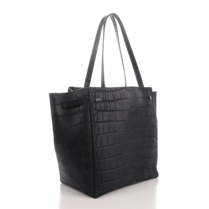 Celine Crocodile Embossed Nubuck Small Belt Cabas Phantom Navy Blue 3 of 9