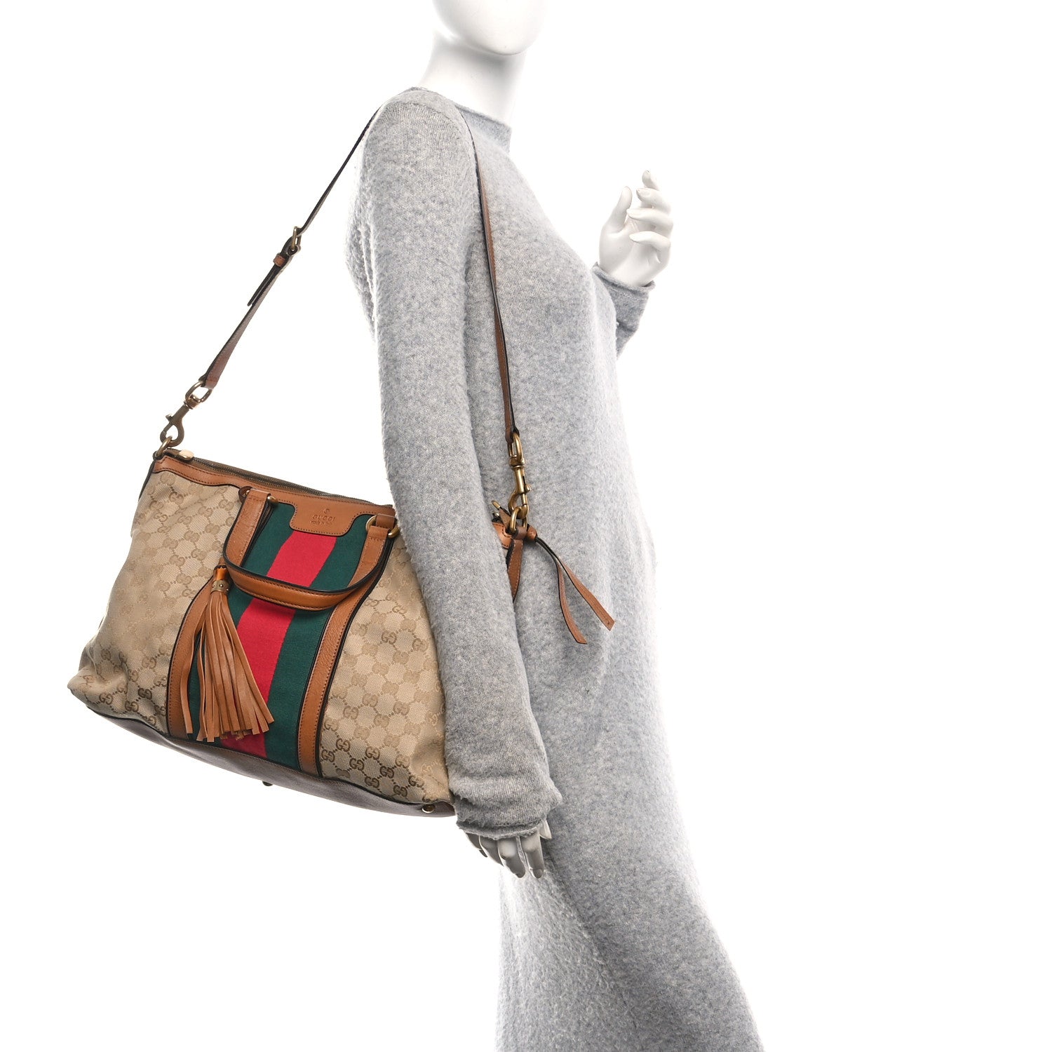 Gucci Monogram Web Medium Rania Top Handle Bag Sand 1776421
