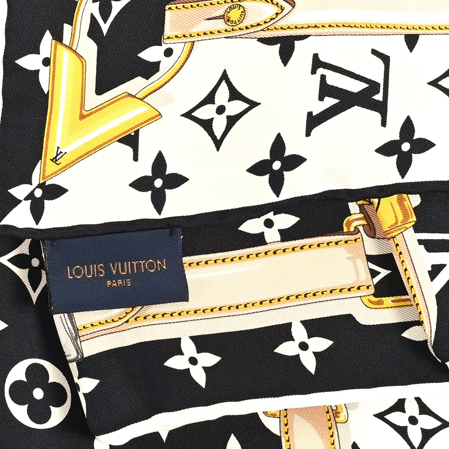 Silk Monogram Confidential Square Scarf Black