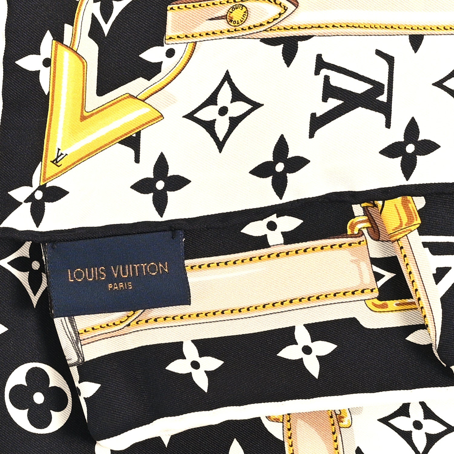 Louis Vuitton Silk Monogram Confidential Square Scarf Black 3 of 3
