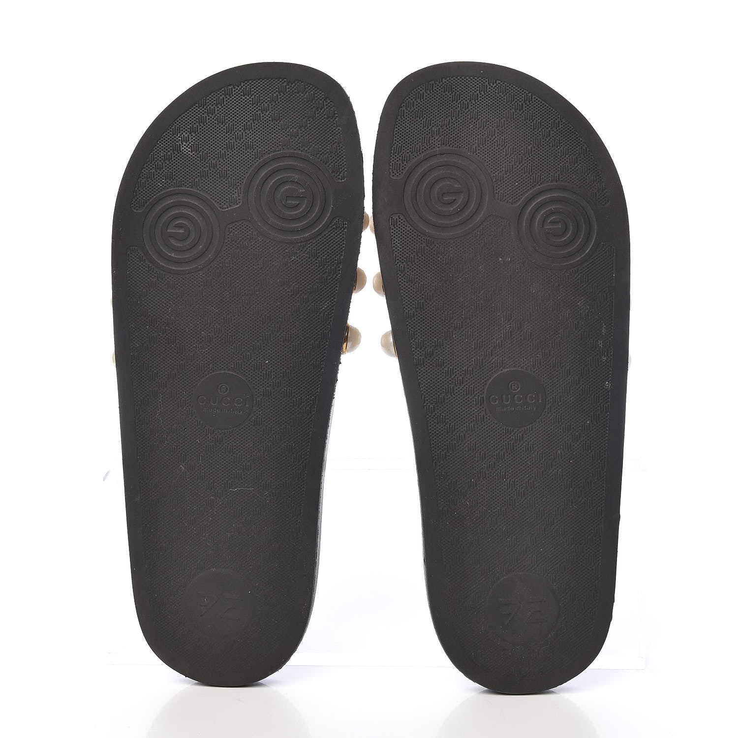 Gucci GG Supreme Monogram Pearls Slide Sandals 38 Beige 7 of 11