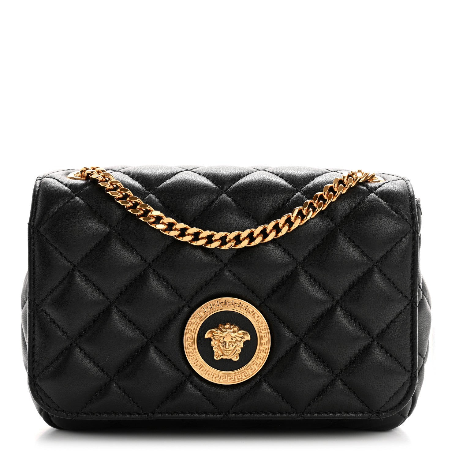 Versace Nappa Quilted Small Medusa Chain Crossbody Black 1 of 10