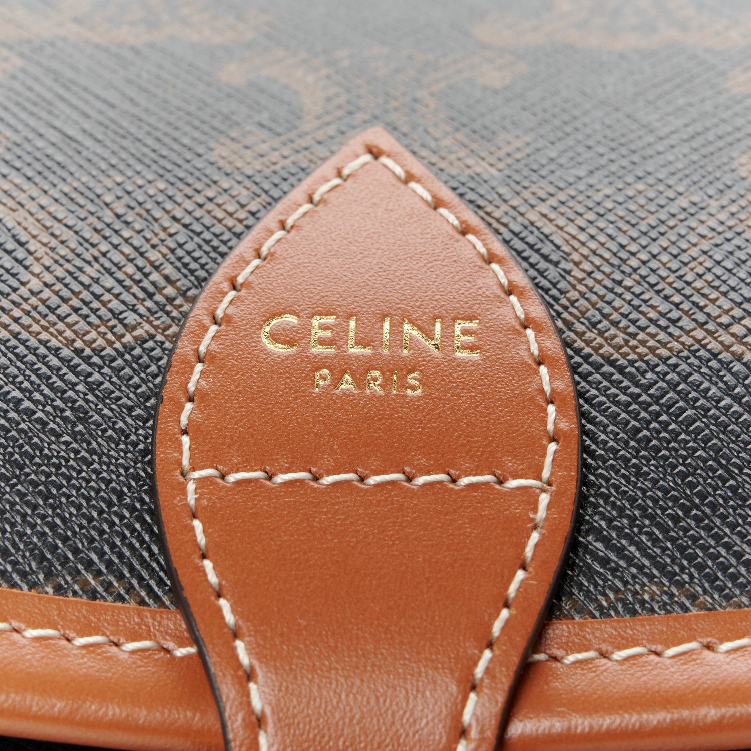 Celine Triomphe Canvas Medium Folco Bag Tan 6 of 12