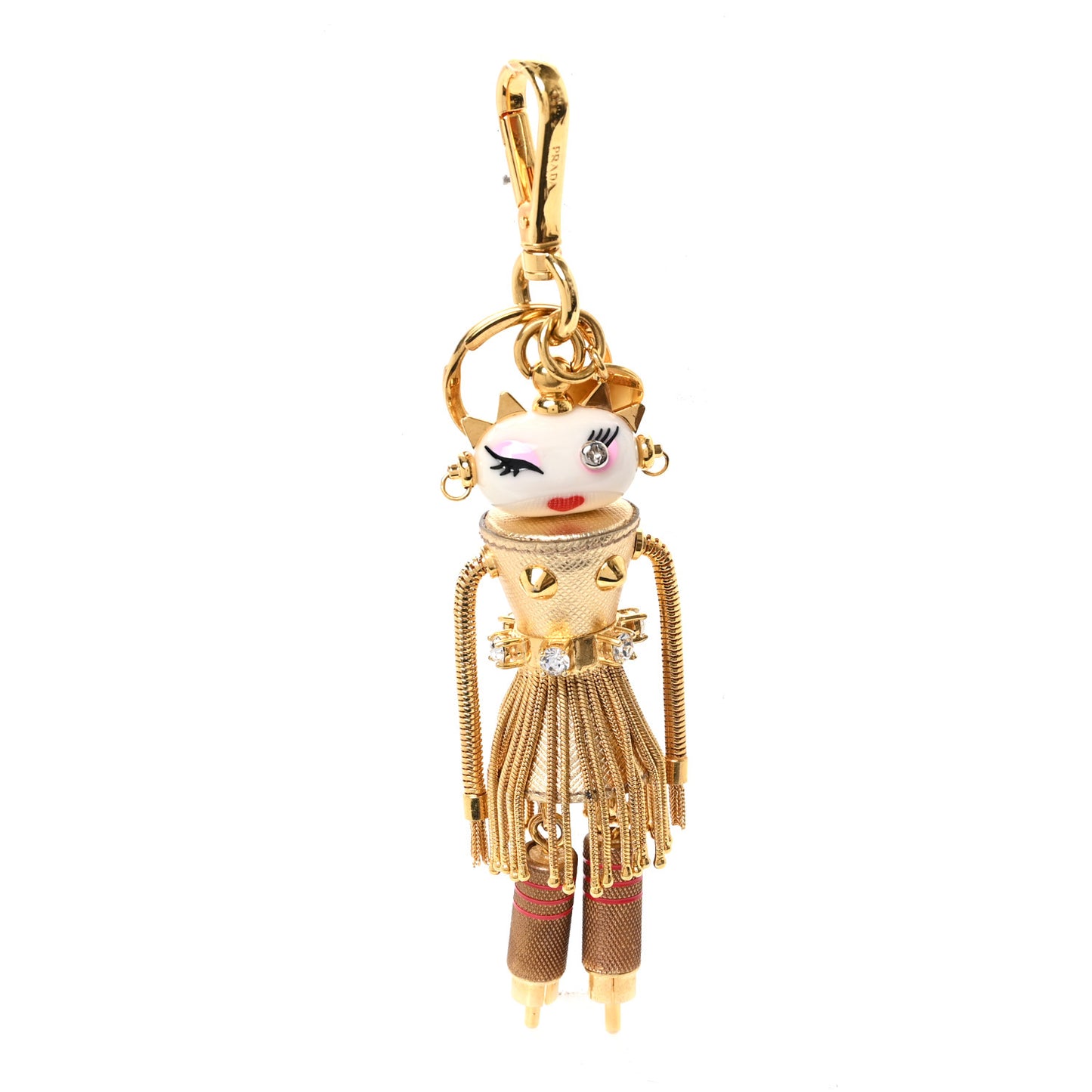 Metallic Saffiano Edward Robot Trick Nancy Keychain Platino