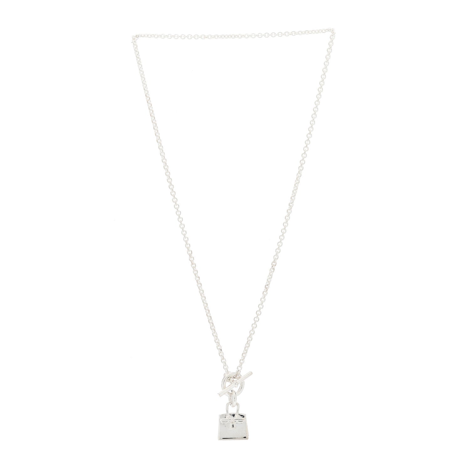 Hermes Sterling Silver Birkin Amulette Pendant Necklace 2 of 4