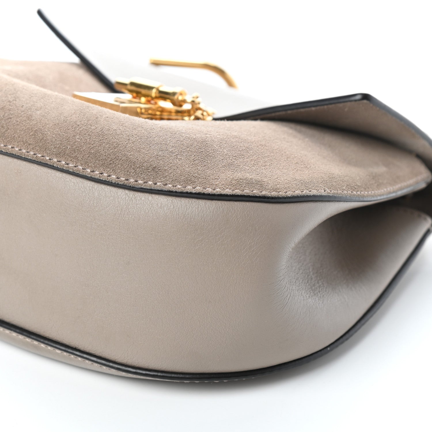 Chloe Suede Smooth Calfskin Drew Shoulder Bag Motty Grey 11 of 11