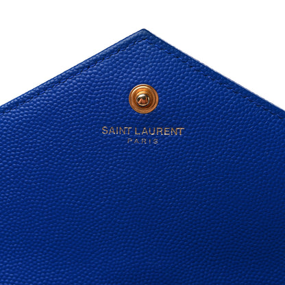 Saint Laurent Grain De Poudre Matelasse Chevron Monogram Chain Wallet Blue Majorelle 5 of 13