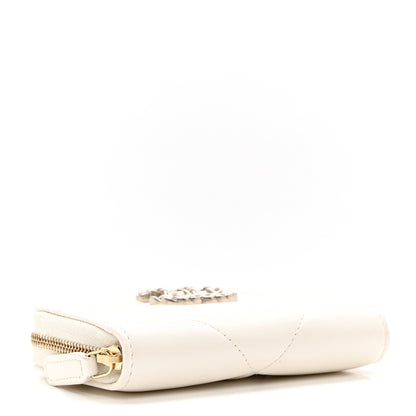 Chanel Lambskin Quilted Chanel 19 Zip Around Coin Purse Wallet White 4 of 8