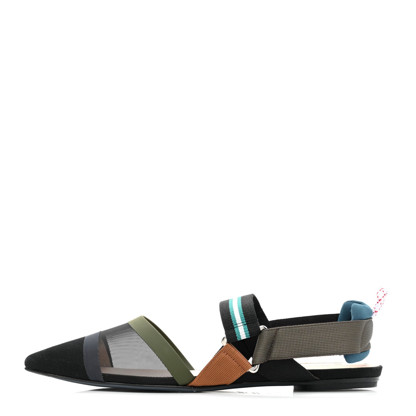 Technical Mesh Canvas Colibri Slingback Ballerina Flats 40 Black Verde Military