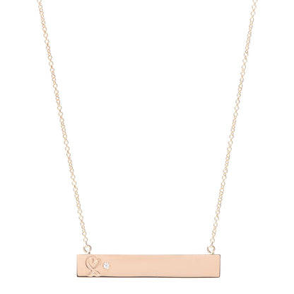 Tiffany 18K Rose Gold Diamond Paloma Picasso Loving Heart Bar Pendant Necklace 1 of 6