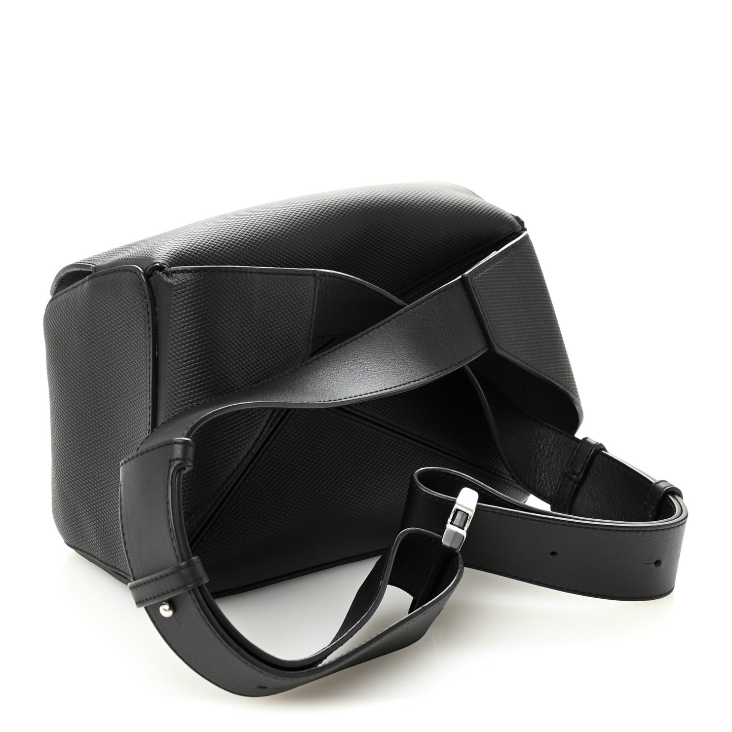Diamond Embossed Calfskin Small Puzzle Bumbag Black