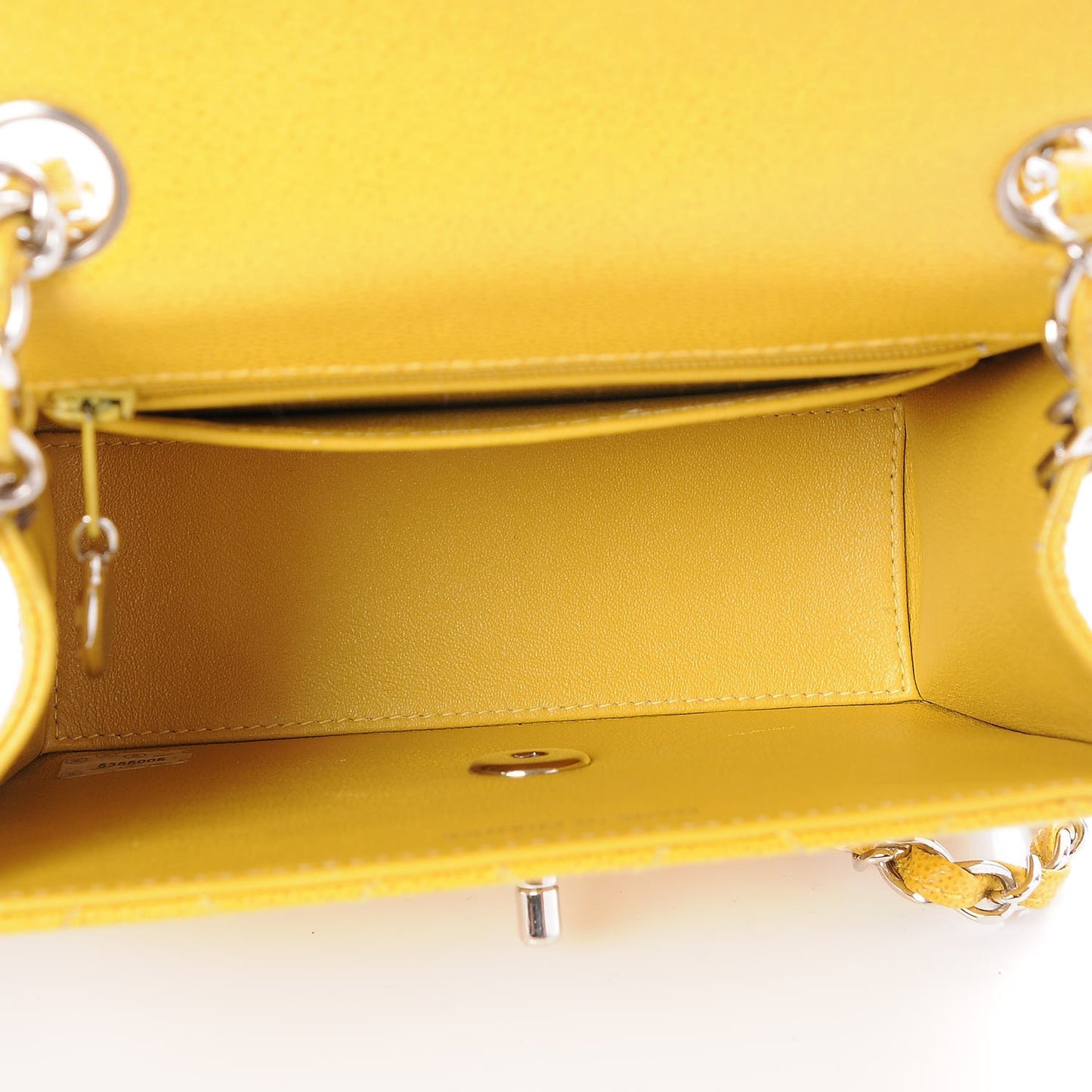 Caviar Stitched Mini Square Flap Yellow
