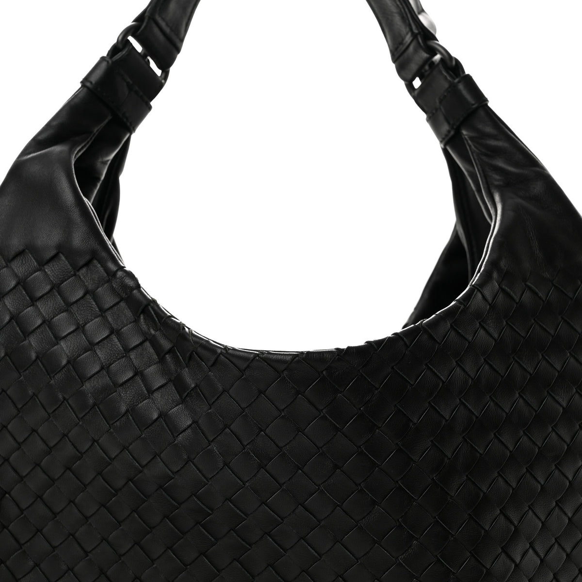 Nappa Intrecciato Medium Campana Shoulder Bag Black