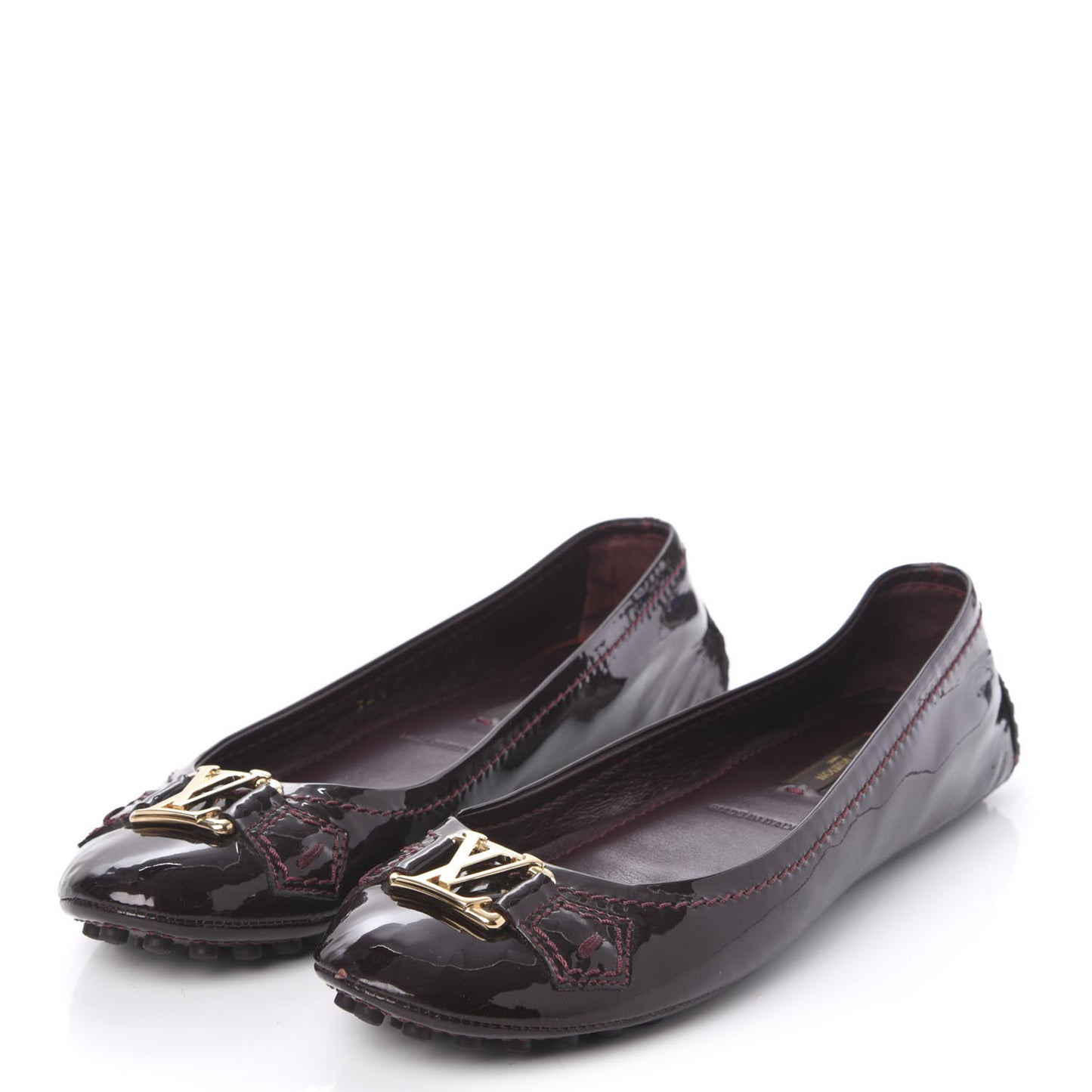 Patent Calf Oxford Ballerina Flats 34.5 Amarante