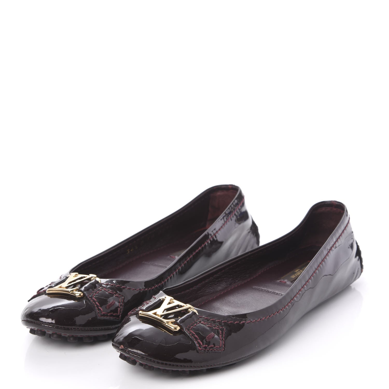 Louis Vuitton Patent Calf Oxford Ballerina Flats 34.5 Amarante 3 of 10