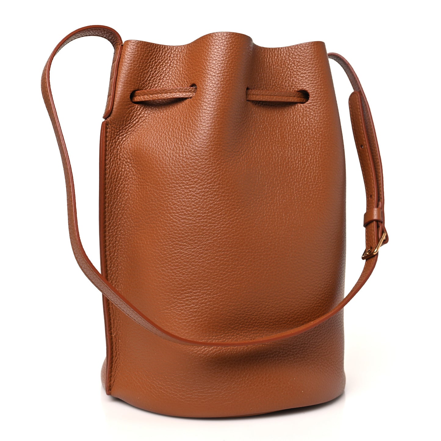 Pebbled Calfskin Soft Bucket Bag Camello