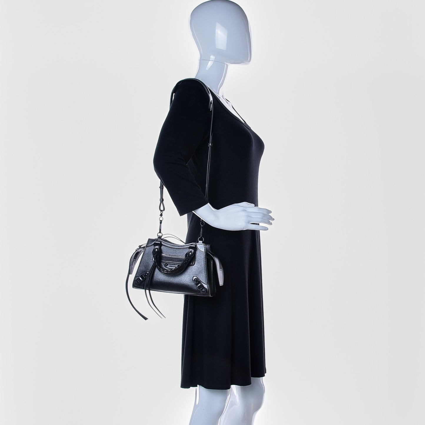 Smooth Calfskin Neo Classic Black Hardware Mini City Gunmetal