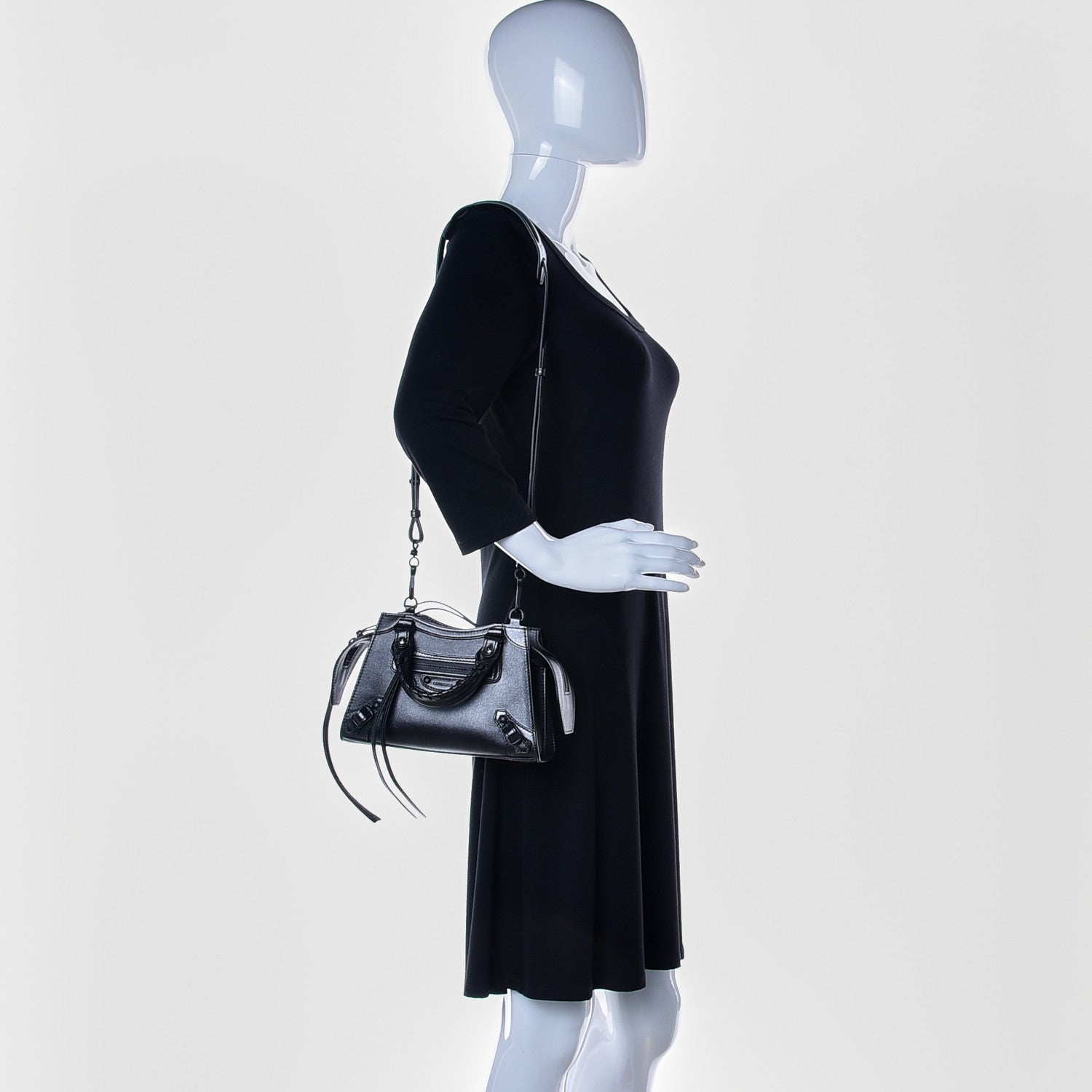 Balenciaga Smooth Calfskin Neo Classic Black Hardware Mini City Gunmetal 2 of 9