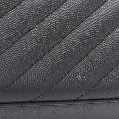 Saint Laurent Grain De Poudre Matelasse Chevron Large Monogram Satchel Earth 11 of 12