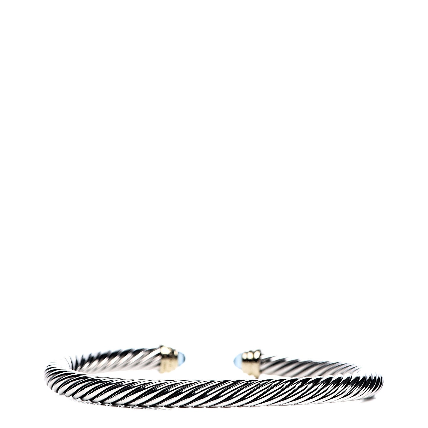 Sterling Silver 14K Yellow Gold Blue Topaz 5mm Cable Classics Petite Color Bracelet