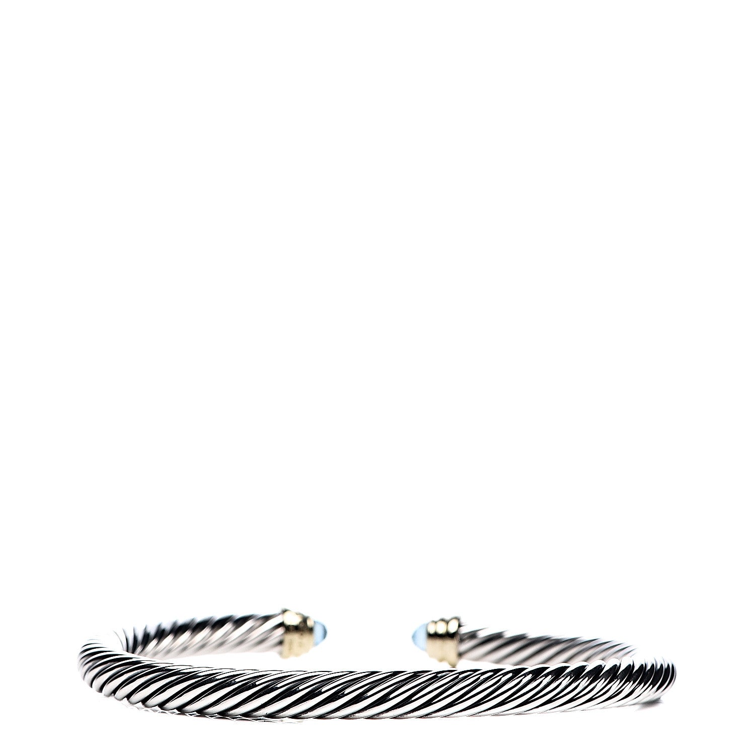David Yurman Sterling Silver 14K Yellow Gold Blue Topaz 5mm Cable Classics Petite Color Bracelet 3 of 4
