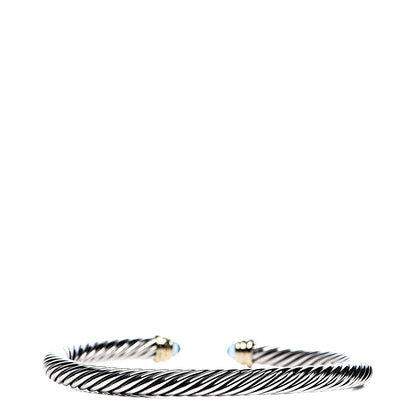 David Yurman Sterling Silver 14K Yellow Gold Blue Topaz 5mm Cable Classics Petite Color Bracelet 3 of 4